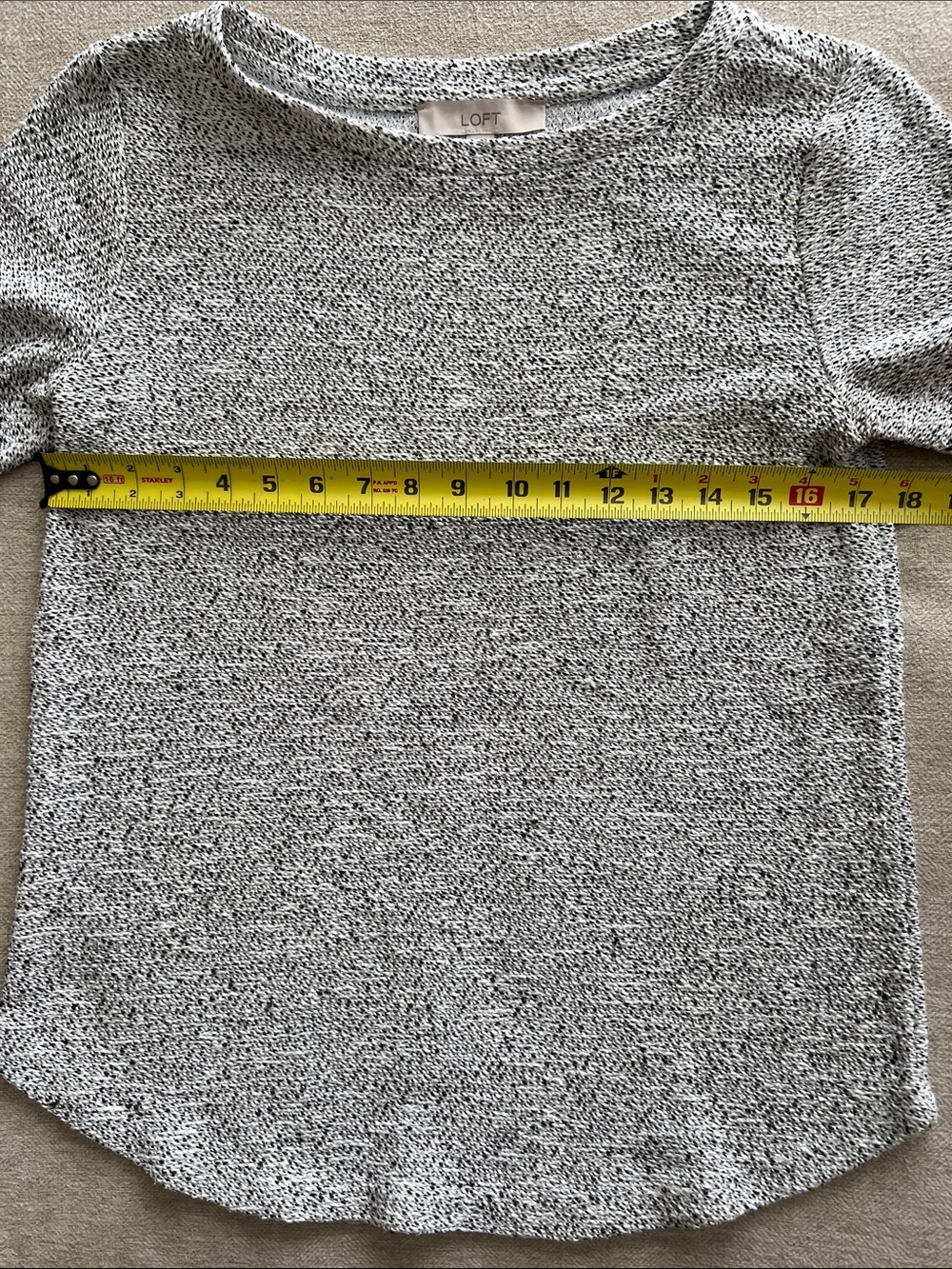 LOFT Marbled Black and White Crewneck Long Sleeve Sweater - Picture 8 of 10
